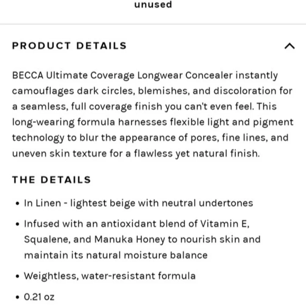 NIB Becca Ultimate Coverage Longwear Concealer in Linen